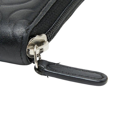 Chanel Coco Mark Camellia Round Zipper Long Wallet Black Lambskin Ladies Chanel
