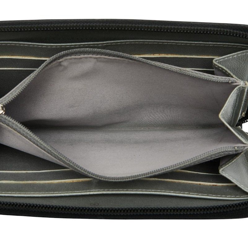 Chanel Coco Mark Camellia Round Zipper Long Wallet Black Lambskin Ladies Chanel