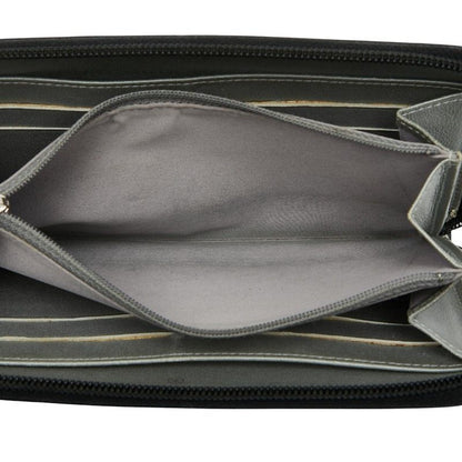 Chanel Coco Mark Camellia Round Zipper Long Wallet Black Lambskin Ladies Chanel