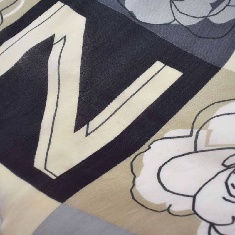 Chanel Camellia Long Scarf Silk Gray AA