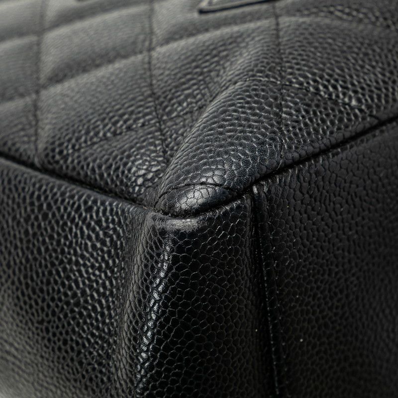 Chanel Matelasse Coco Mark Chain Tote Bag Black Caviar Skin Women's Chanel