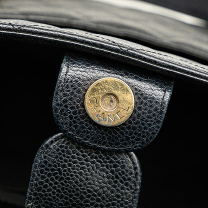 Chanel Matelasse Coco Mark Chain Tote Bag Black Caviar Skin Women's Chanel