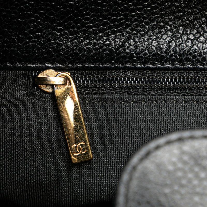 Chanel Matelasse Coco Mark Chain Tote Bag Black Caviar Skin Women's Chanel