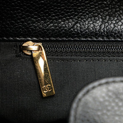 Chanel Matelasse Coco Mark Chain Tote Bag Black Caviar Skin Women's Chanel