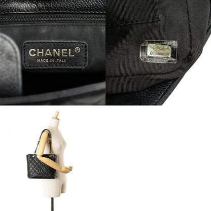 Chanel Matelasse Coco Mark Chain Tote Bag Black Caviar Skin Women's Chanel