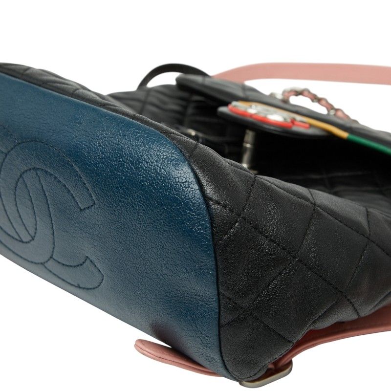 Chanel Coco Mark Matelasse Chain Backpack Black Multicolor Lambskin Women Chanel