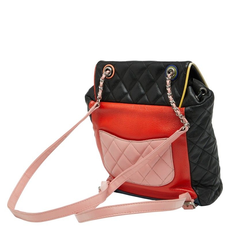 Chanel Coco Mark Matelasse Chain Backpack Black Multicolor Lambskin Women Chanel