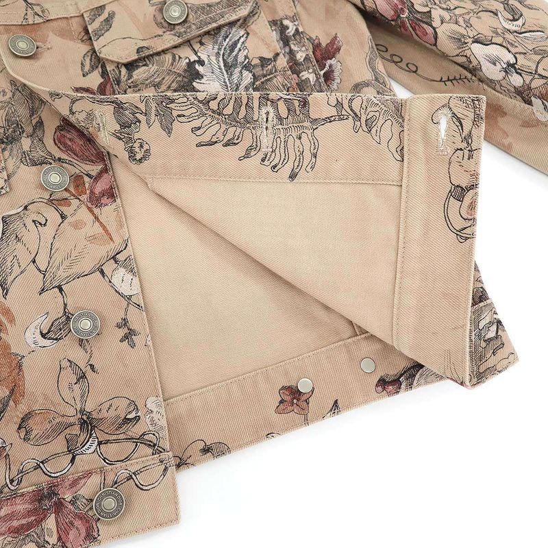 Christian Dior Rose Print Denim Jacket 312v11a3569 Beige 34