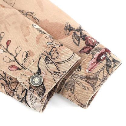 Christian Dior Rose Print Denim Jacket 312v11a3569 Beige 34