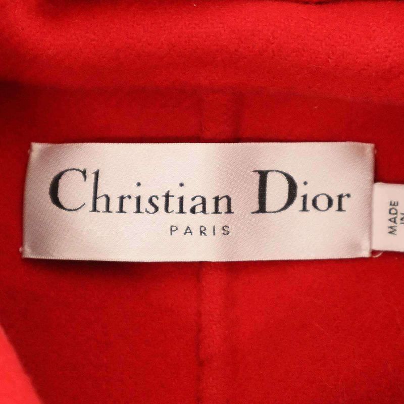 Christian Dior 21aw Wool Cashmere Hooded Cape Coat Red 36