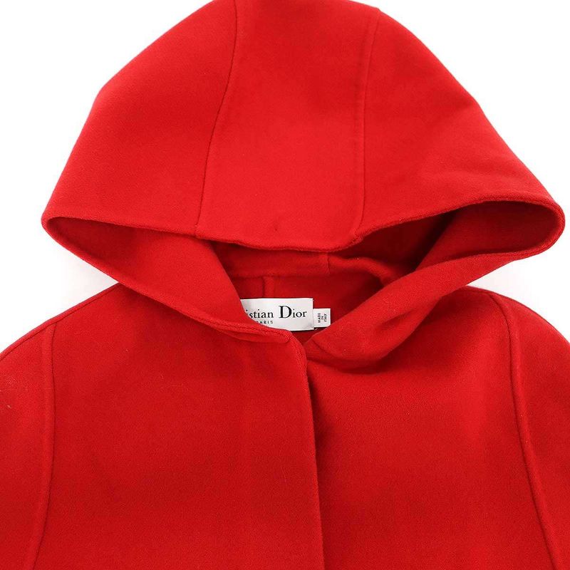 Christian Dior 21aw Wool Cashmere Hooded Cape Coat Red 36