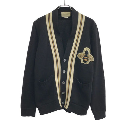 Gucci 18ss Wool Plain Cardigan Bee Wool Knit Cardigan with Badge Decoration