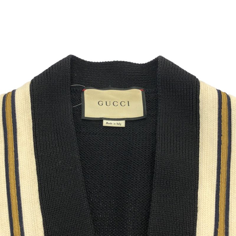 Gucci 18ss Wool Plain Cardigan Bee Wool Knit Cardigan with Badge Decoration