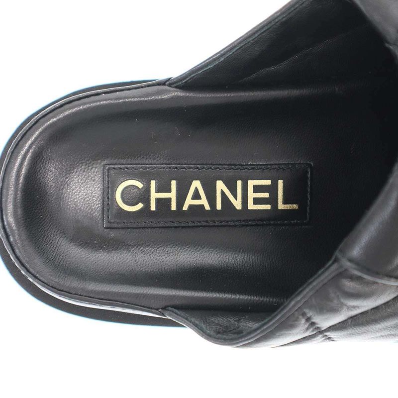 Chanel CC Turnlock Matelasse Leather Mule Shoes G45431 Black 36