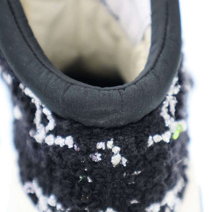 Chanel CC Logo Tweed Lace-Up Sneakers Ig39500 Black White 36