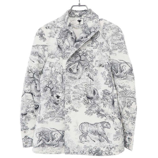 Christian Dior Toile de Jouy Double Tailored Jacket 912v03a3807 White 34