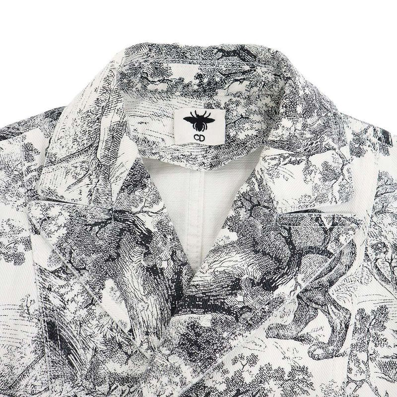 Christian Dior Toile de Jouy Double Tailored Jacket 912v03a3807 White 34