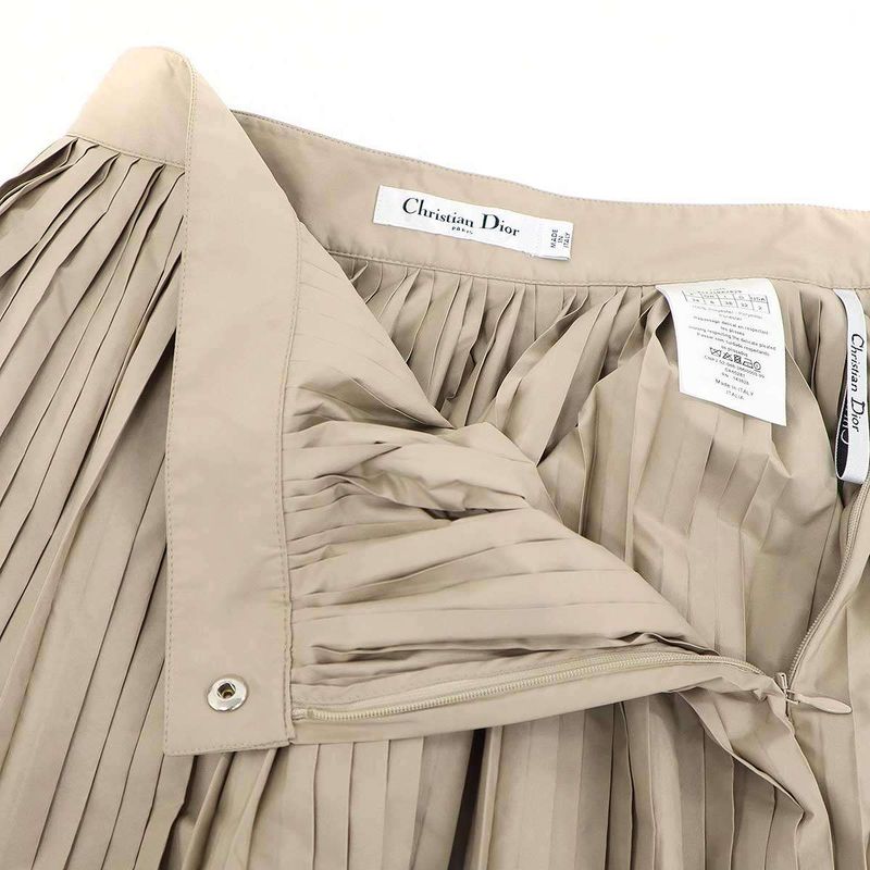 Christian Dior Maxi Pleated Skirt 217j19a2829 Beige 34