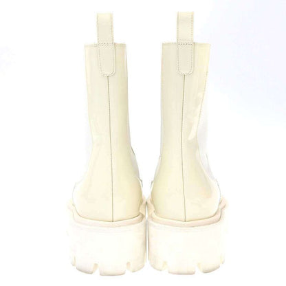 Chanel Coco Mark Toe Side Gore Patent Leather Boots G38218 White 36 1 2