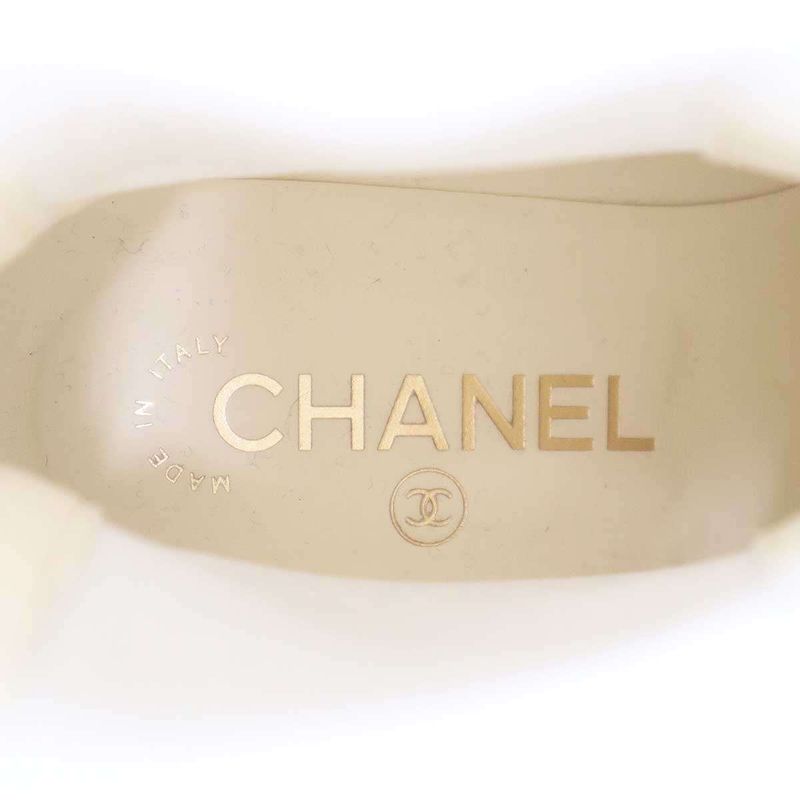 Chanel Coco Mark Toe Side Gore Patent Leather Boots G38218 White 36 1 2