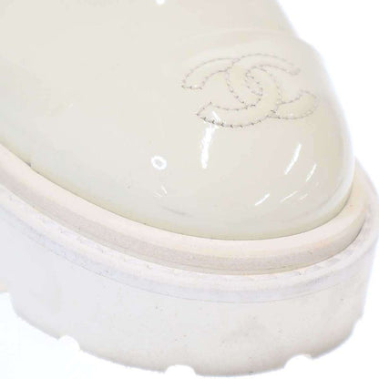 Chanel Coco Mark Toe Side Gore Patent Leather Boots G38218 White 36 1 2