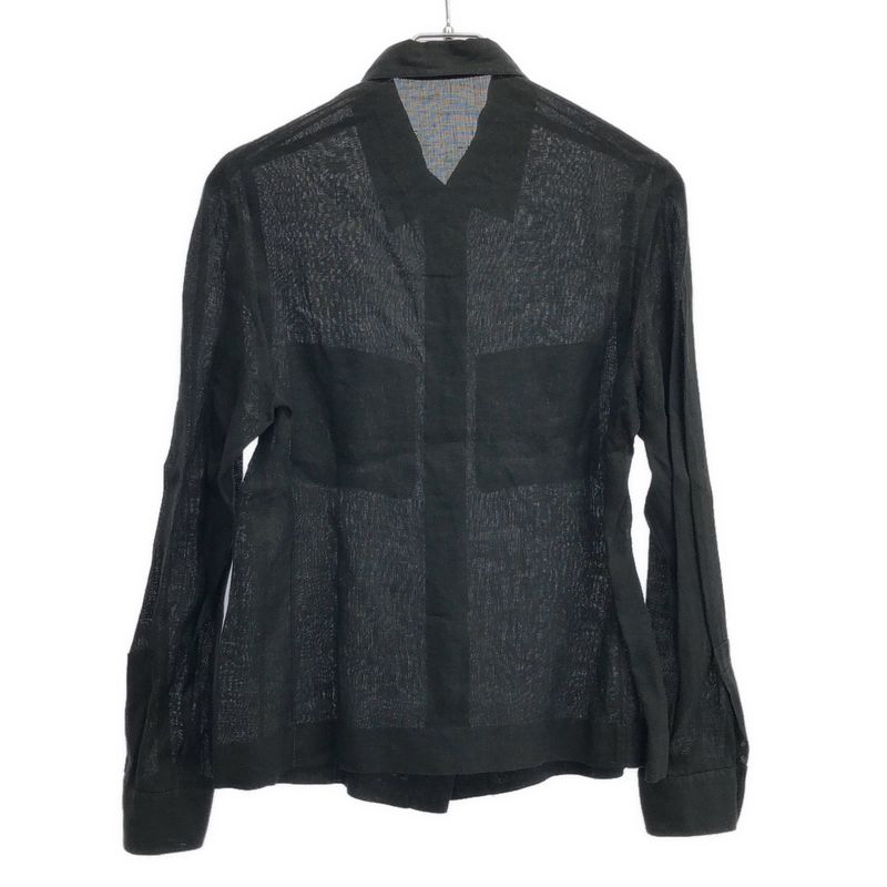 Chanel Vintage Coco Mark Button Linen Shirt Blouse C-Tk5914 Black