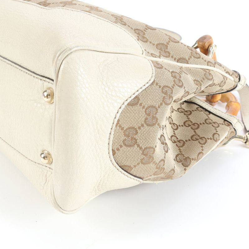 Gucci GG Canvas Diana Bamboo Leather 2WAY Shoulder Bag Crossbody Tote 308360