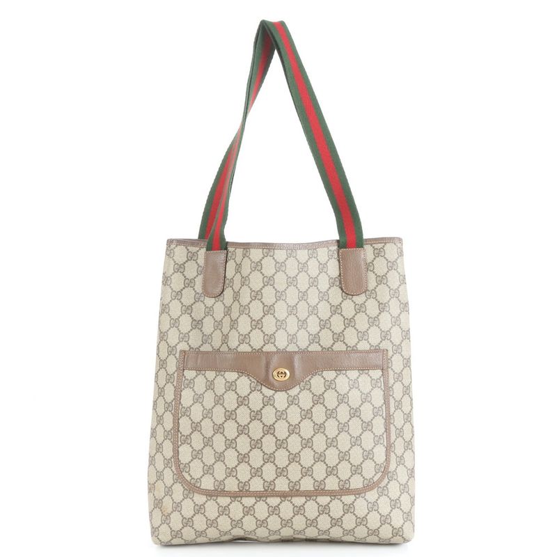 Gucci With Control Card GG Supreme Sherry Line Leather Tote Bag Shoulder