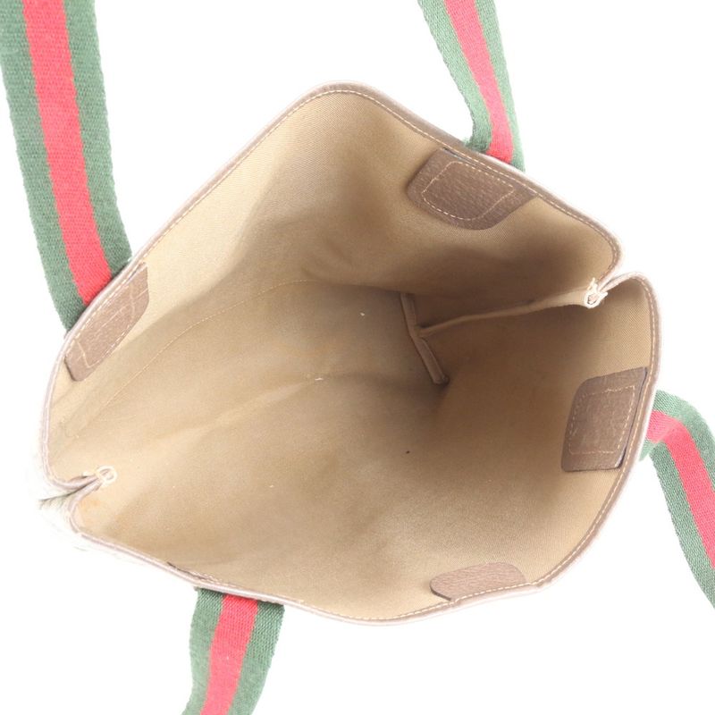 Gucci With Control Card GG Supreme Sherry Line Leather Tote Bag Shoulder