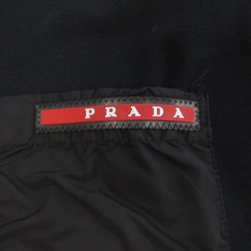 Prada V-neck T-shirt Cut And Sleeve Short Sleeve Logo Chest Pocket Black M