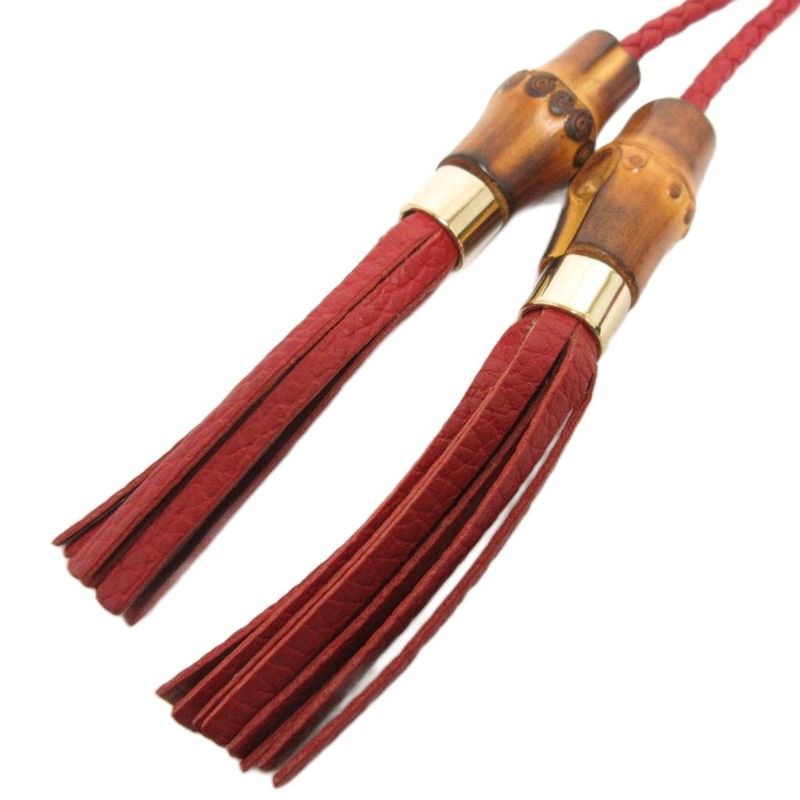 Gucci Bamboo Tassel Clutch Bag Multi Pouch 449652 Leather Red