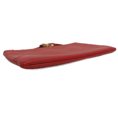 Gucci Bamboo Tassel Clutch Bag Multi Pouch 449652 Leather Red