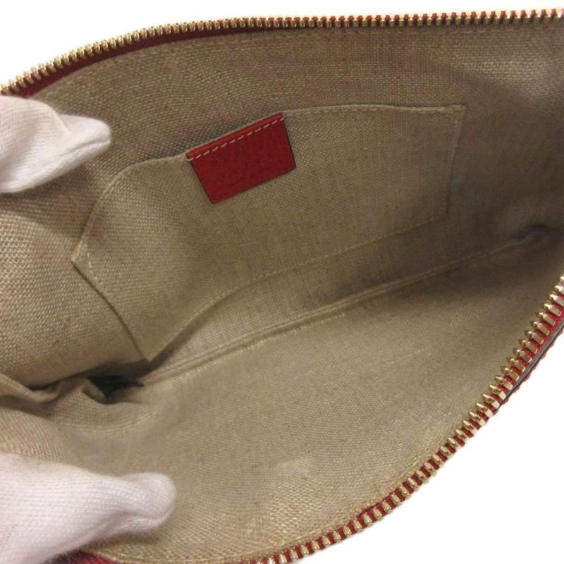 Gucci Bamboo Tassel Clutch Bag Multi Pouch 449652 Leather Red