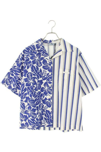Prada P433b0 Double Match Poplin Short Sleeve Shirt Men 38