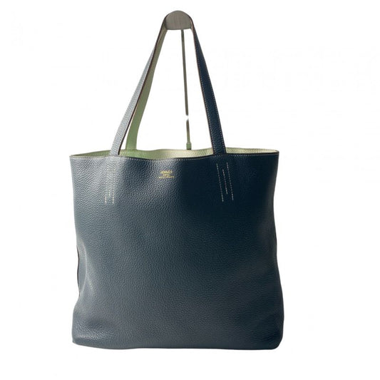 Hermes Women's Double Sens 36 Ciel Pearl Grey Tote Bag ◻Q Engraved Shoulder