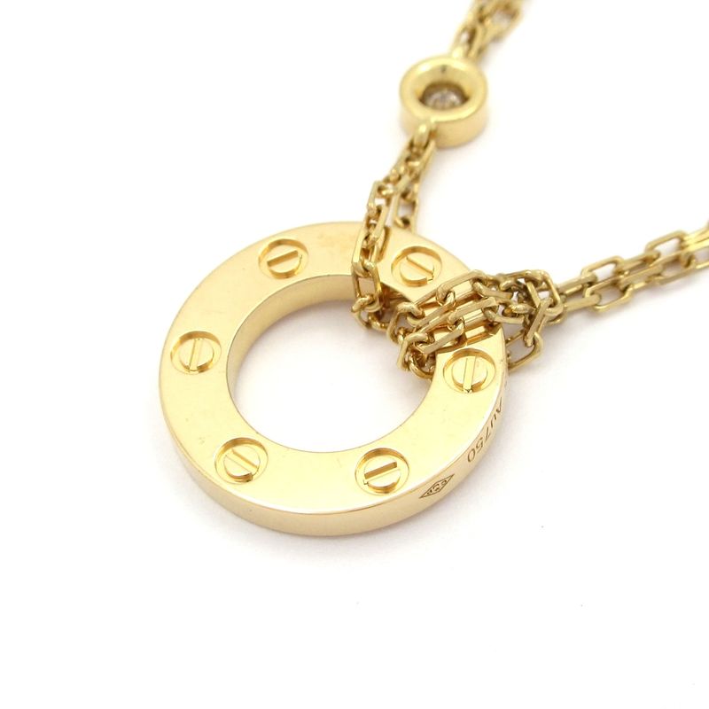 Cartier Necklace Love Circle 18K Yellow Gold X Diamonds 2P Diamonds