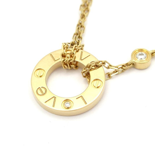 Cartier Necklace Love Circle 18K Yellow Gold X Diamonds 2P Diamonds