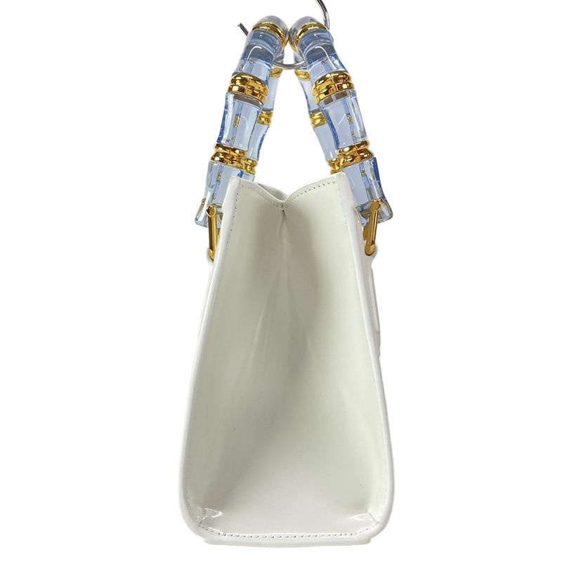 Gucci Diana Mini Tote Bag 832936 White And Light Blue Mini Bag With Plastic