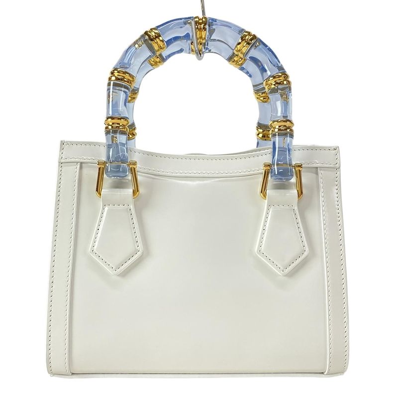 Gucci Diana Mini Tote Bag 832936 White And Light Blue Mini Bag With Plastic