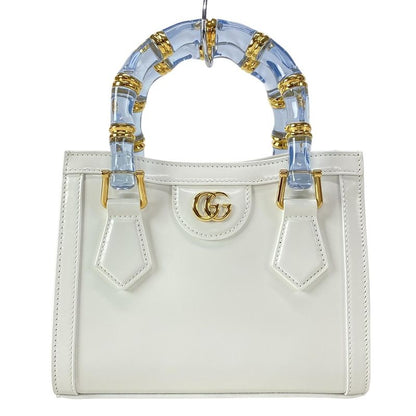 Gucci Diana Mini Tote Bag 832936 White And Light Blue Mini Bag With Plastic