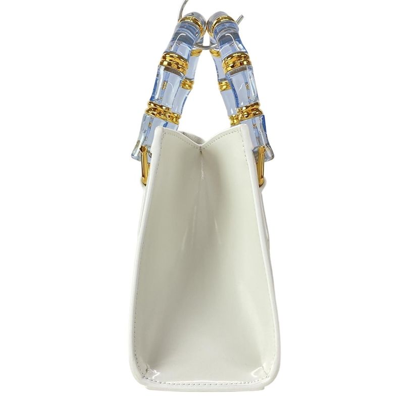 Gucci Diana Mini Tote Bag 832936 White And Light Blue Mini Bag With Plastic