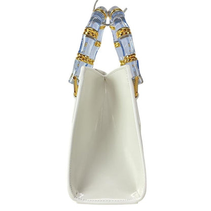 Gucci Diana Mini Tote Bag 832936 White And Light Blue Mini Bag With Plastic