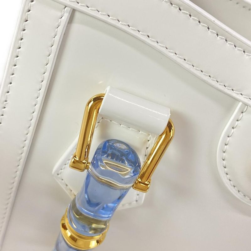 Gucci Diana Mini Tote Bag 832936 White And Light Blue Mini Bag With Plastic