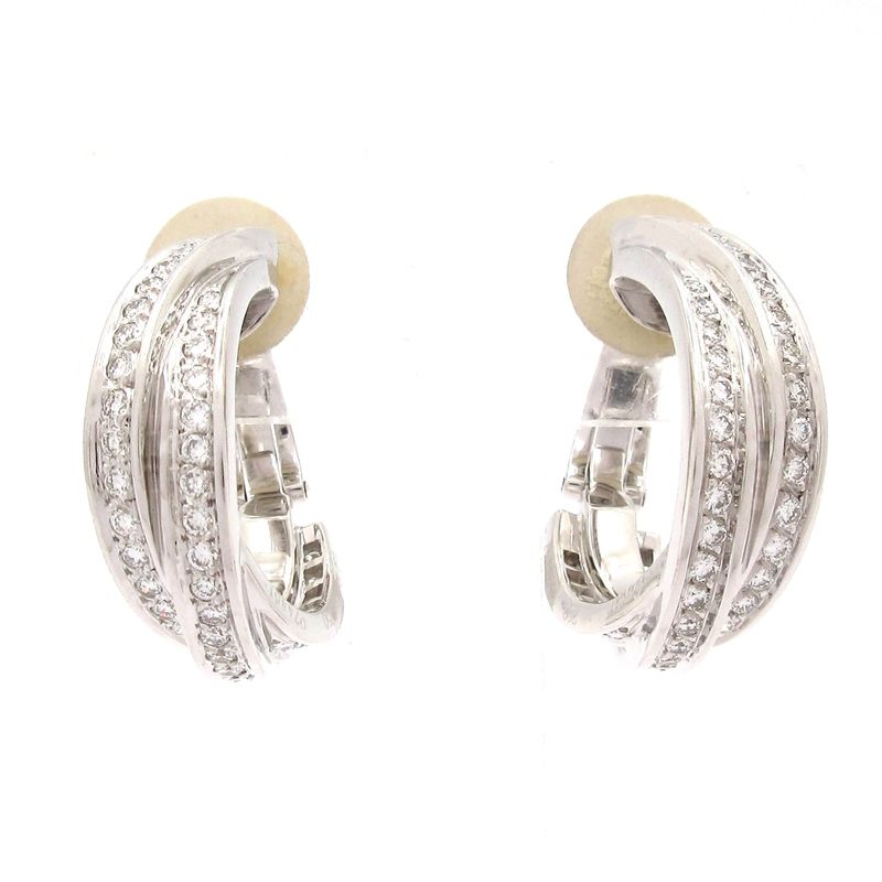 Cartier Earring Three Bangles N8013100 18K White Gold X Diamonds