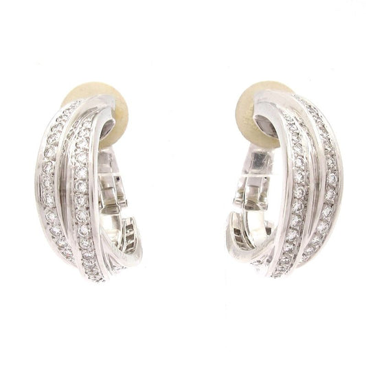 Cartier Earring Three Bangles N8013100 18K White Gold X Diamonds