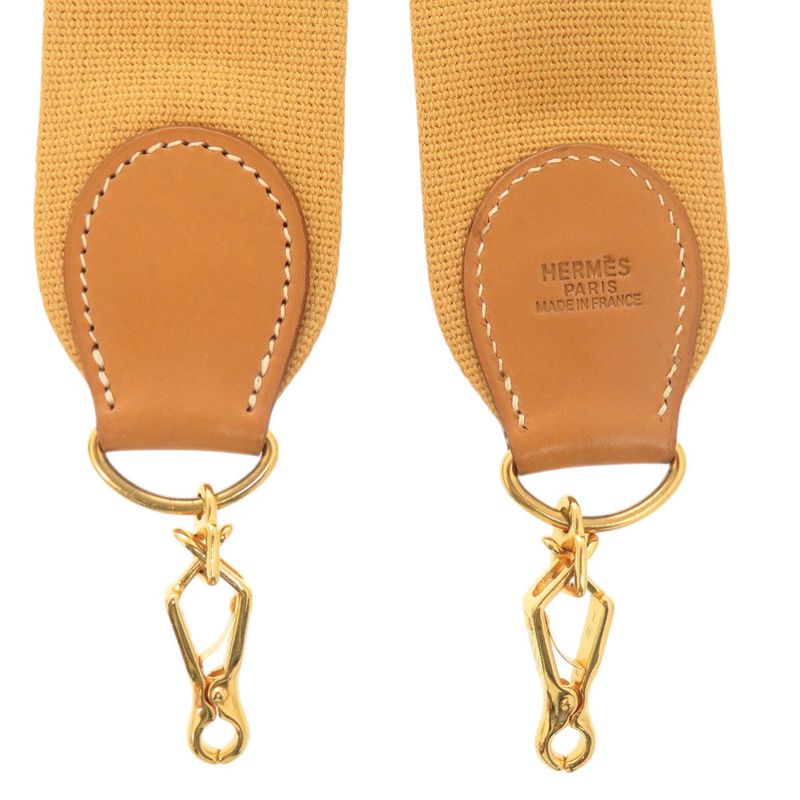 Hermes Evelyn Strap Canvas Leather Natural Gold Hardware Shoulder Strap 0157