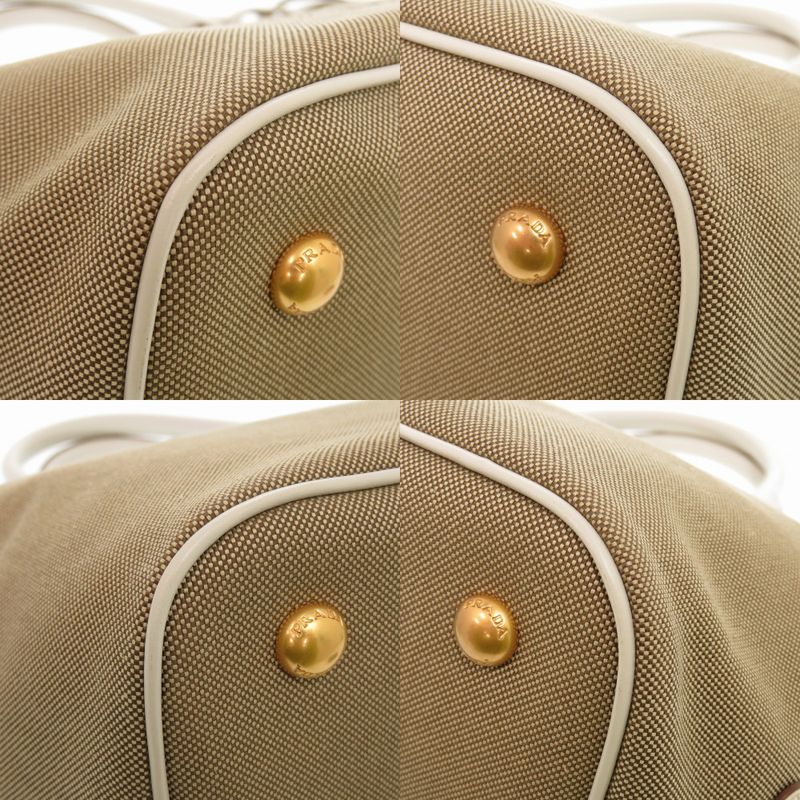 Prada LOGO Jacquard 1ba172 Leather Jacquard Corda Talc Beige White Shoulder Bag