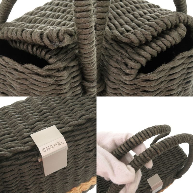 Chanel Straw Gray Basket Bag Handbag 1538 Chanel