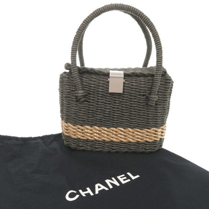 Chanel Straw Gray Basket Bag Handbag 1538 Chanel
