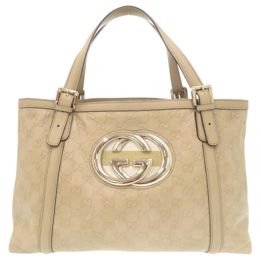 Guccissima GG Logo 162094 Leather Beige Tote Handbag 0245 Gucci